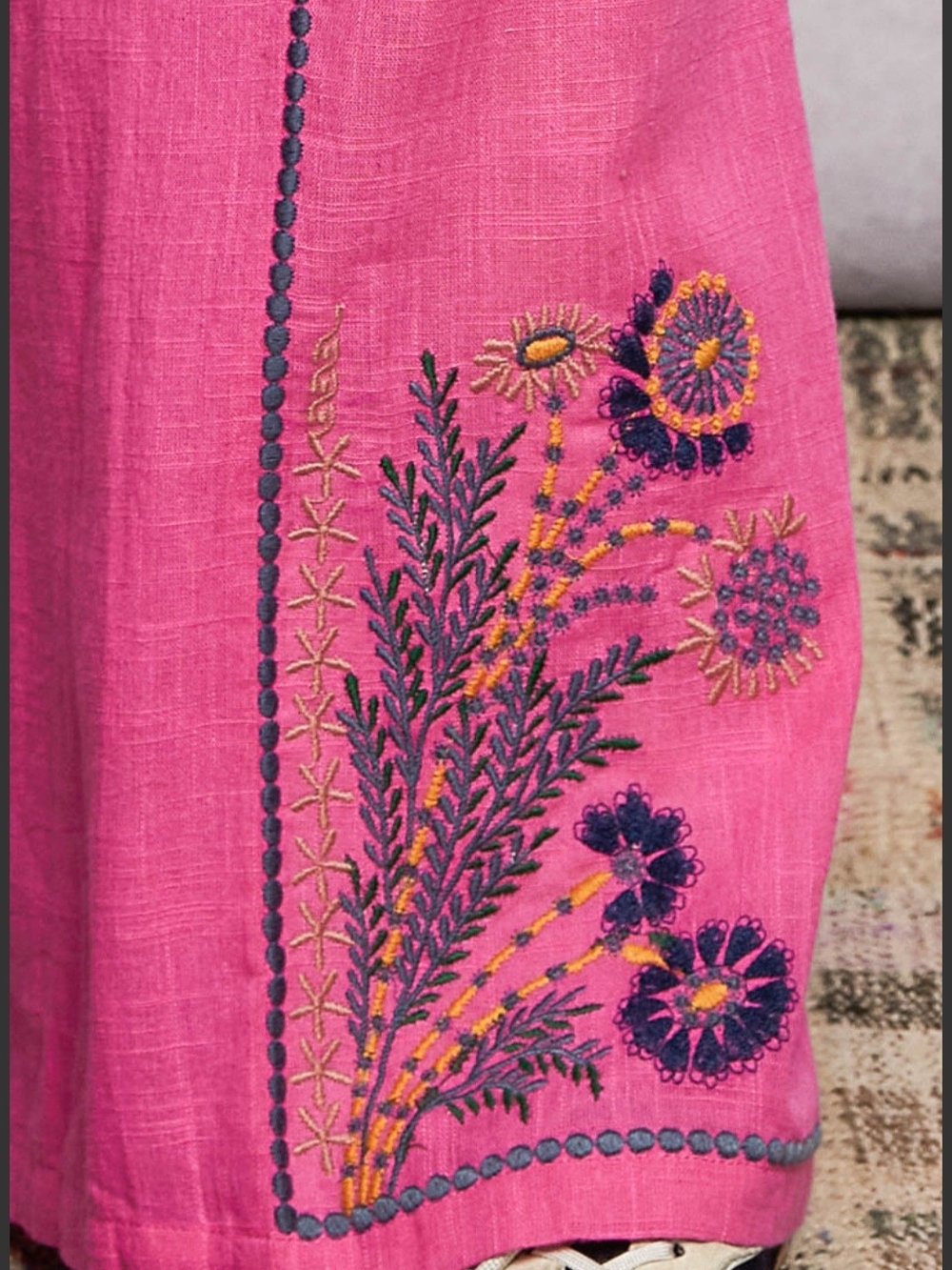 POL Pink Embroidered Button-Front Pants Set - Picture 3 of 8